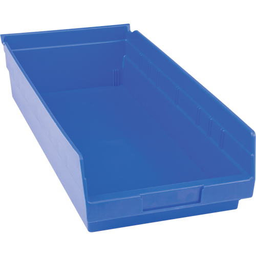 Plastic Shelf Bins, 8-3/8" W x 4" H x 17-7/8" D, Blue, 20 lbs. Capacity Nia-Chem Ltd.