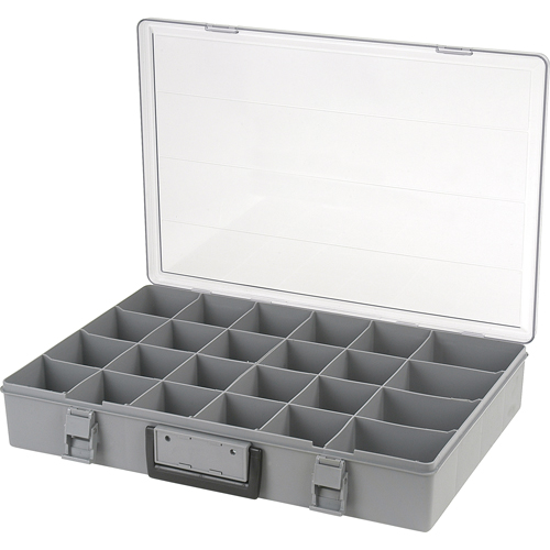 Compartment Case, Plastic, 24 Slots, 18-1/2" W x 13" D x 3" H, Grey Nia-Chem Ltd.