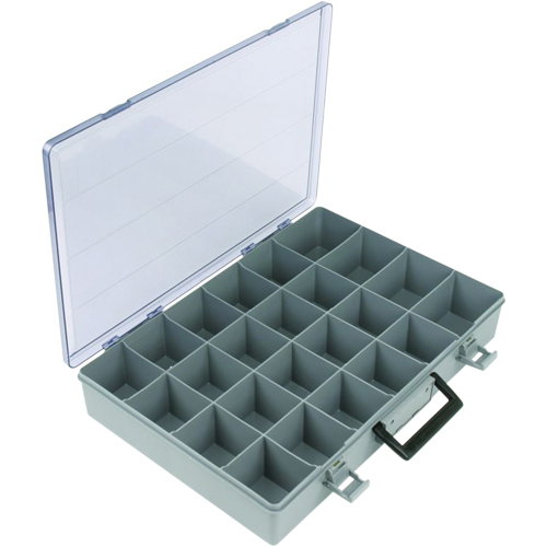 Compartment Case, Plastic, 24 Slots, 15-1/2" W x 11-3/4" D x 2-1/2" H, Grey Nia-Chem Ltd.