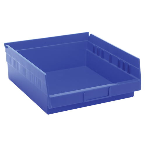 Shelf Bins, 11-1/8" W x 4" H x 11-5/8" D, Blue, 30 lbs. Capacity Nia-Chem Ltd.