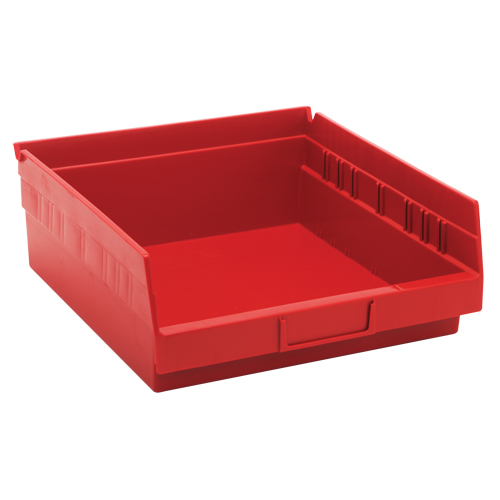 Shelf Bins, 11-1/8" W x 4" H x 11-5/8" D, Red, 30 lbs. Capacity Nia-Chem Ltd.