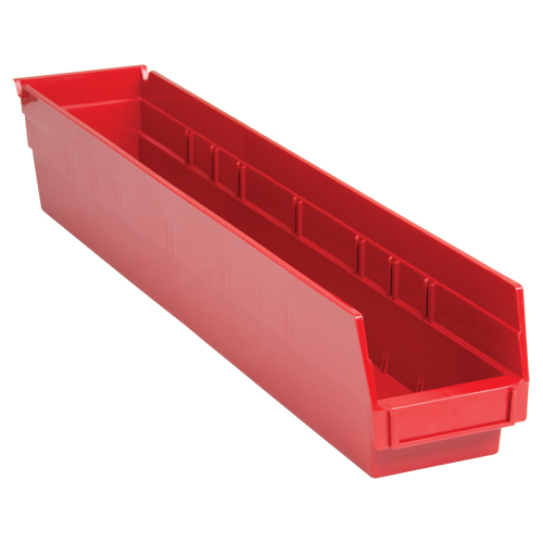 Shelf Bins, 4-1/8" W x 4" H x 23-5/8" D, Red, 50 lbs. Capacity Nia-Chem Ltd.