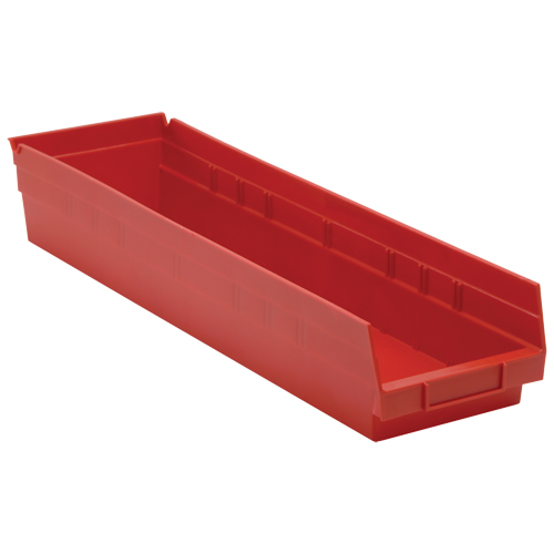 Shelf Bins, 6-5/8" W x 4" H x 23-5/8" D, Red, 50 lbs. Capacity Nia-Chem Ltd.