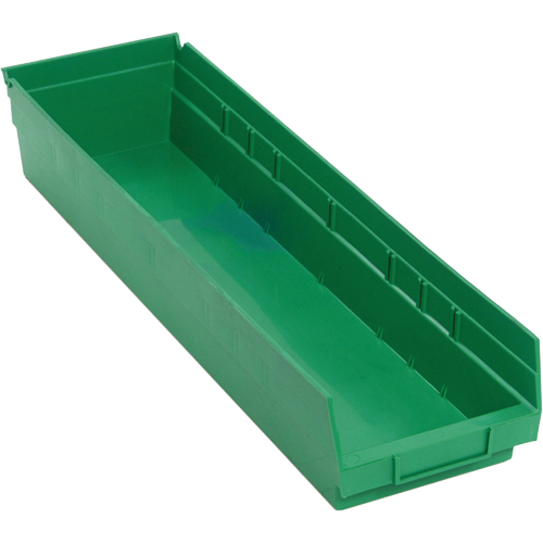 Shelf Bins, 6-5/8" W x 4" H x 23-5/8" D, Green, 50 lbs. Capacity Nia-Chem Ltd.