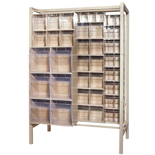 Syst&egrave;me de stockage &agrave; glissi&egrave;re &agrave; bacs basculants autonome, 51-1/4" la x 26" p x 77" h, 101 tiroirs Nia-Chem Ltd.
