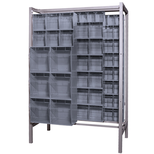 Syst&egrave;me de stockage &agrave; glissi&egrave;re &agrave; bacs basculants autonome, 51-1/4" la x 26" p x 77" h, 101 tiroirs Nia-Chem Ltd.