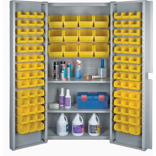 Deep Door Combination Bin Cabinets, 38" W x 24" D x 72" H, Grey Nia-Chem Ltd.
