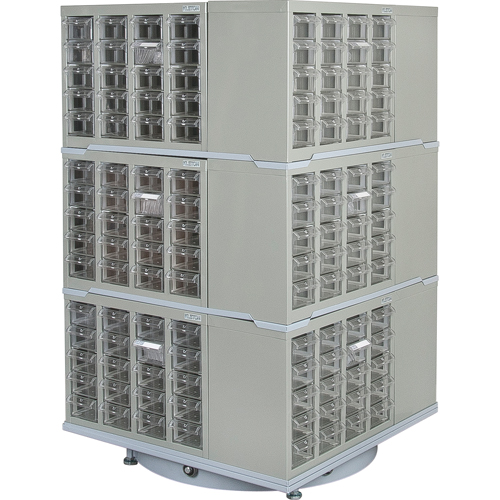 Heavy-Duty Industrial Carousel Drawer Cabinet, Steel, 240 Drawers, 27" W x 27" D x 48" H, Grey Nia-Chem Ltd.