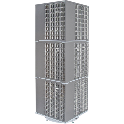 Armoire industrielle robuste avec carrousel &agrave; tiroirs, Acier, 384 tiroirs, 27" la x 27" p x 80" h, Gris Nia-Chem Ltd.