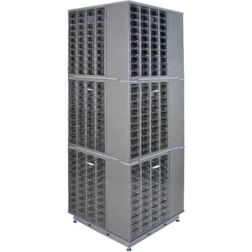 Heavy-Duty Industrial Carousel Drawer Cabinet, Steel, 480 Drawers, 27" W x 27" D x 80" H, Grey Nia-Chem Ltd.