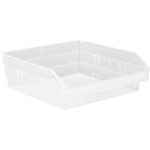 Shelf Bins, 11-1/8" W x 4" H x 11-5/8" D, Clear, 30 lbs. Capacity Nia-Chem Ltd.