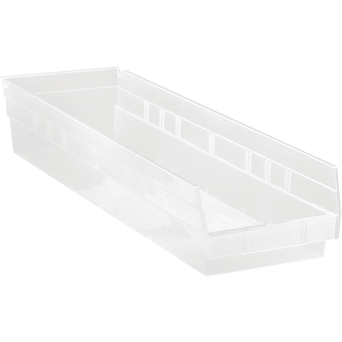 Bacs de rangement pour tablettes, 6-5/8" la x 4" H x 23-5/8" p, Transparent, Capacit&eacute; 50 lb Nia-Chem Ltd.