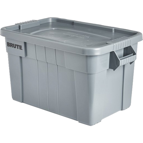 Brute Storage Tote with Lid, 27.88” D x 17.38” W x 15.13” H, 160 lbs. Capacity, Grey Nia-Chem Ltd.