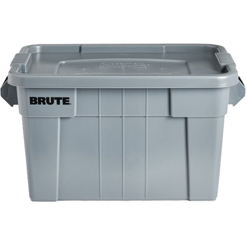 Brute Storage Tote with Lid, 27.88” D x 17.38” W x 15.13” H, 160 lbs. Capacity, Grey Nia-Chem Ltd.