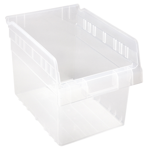 Store-Max Shelf Bins, 8-3/8" W x 8" H x 11-5/8" D, Clear, 44 lbs. Capacity Nia-Chem Ltd.