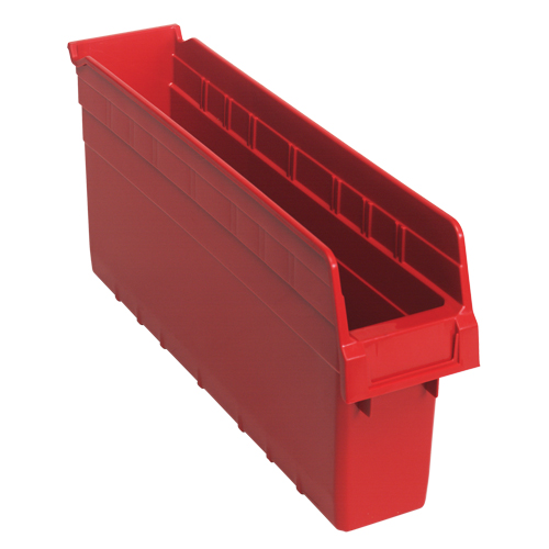 Store-Max Shelf Bins, 4-3/8" W x 8" H x 17-7/8" D, Red, 56 lbs. Capacity Nia-Chem Ltd.