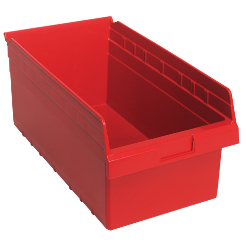 Store-Max Shelf Bins, 11-1/8" W x 8" H x 17-7/8" D, Red, 56 lbs. Capacity Nia-Chem Ltd.
