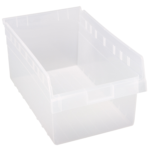 Store-Max Shelf Bins, 11-1/8" W x 8" H x 17-7/8" D, Clear, 56 lbs. Capacity Nia-Chem Ltd.