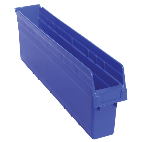 Store-Max Shelf Bins, 4-3/8" W x 8" H x 23-5/8" D, Blue, 68 lbs. Capacity Nia-Chem Ltd.