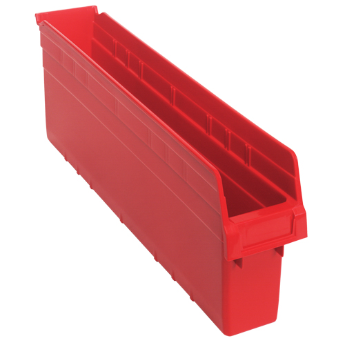 Store-Max Shelf Bins, 4-3/8" W x 8" H x 23-5/8" D, Red, 68 lbs. Capacity Nia-Chem Ltd.