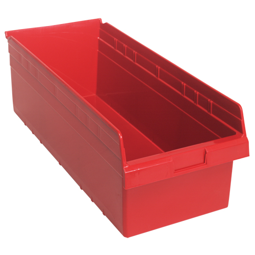 Store-Max Shelf Bins, 11-1/8" W x 8" H x 23-5/8" D, Red, 68 lbs. Capacity Nia-Chem Ltd.
