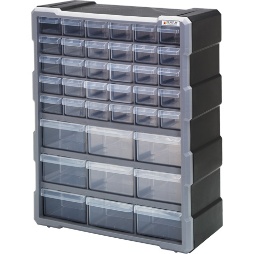 Drawer Cabinet, Plastic, 39 Drawers, 15" x 6-1/4" x 18-3/4", Black Nia-Chem Ltd.
