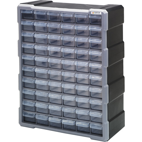 Drawer Cabinet, Plastic, 60 Drawers, 15" x 6-1/4" x 18-3/4", Black Nia-Chem Ltd.
