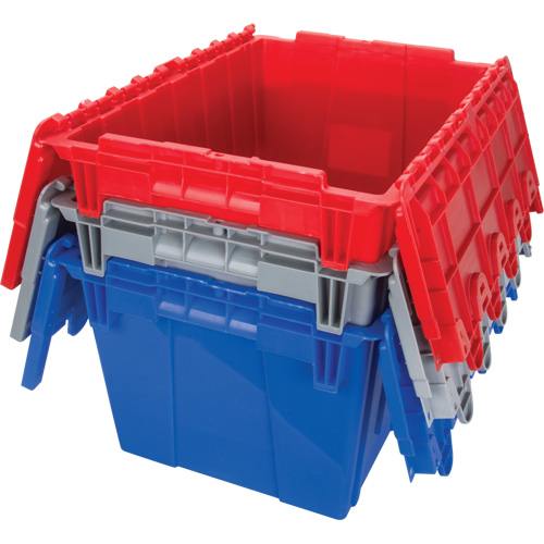 Contenant de distribution en plastique avec dessus basculant, 21,65" x 15,5" x 12,5", Gris Nia-Chem Ltd.