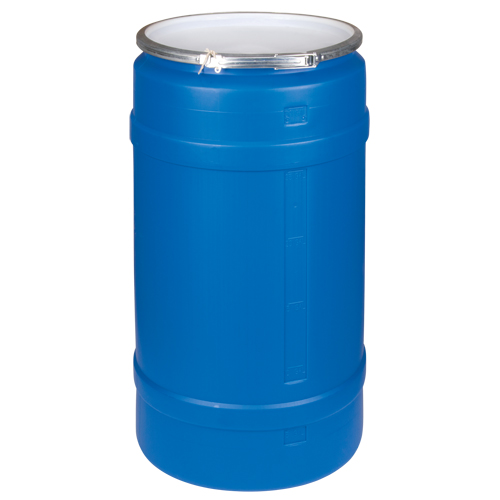 Barils en poly&eacute;thyl&egrave;ne, 30 gal. US (25 gal. imp.), Dessus ouvert, Bleu Nia-Chem Ltd.