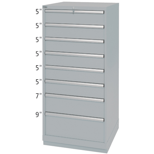 Drawer Cabinets, 8 Drawers, 28-1/4" W x 28-1/2" D x 59-1/2" H, Grey Nia-Chem Ltd.
