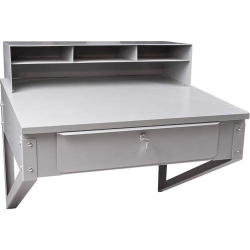 Wall-Mounted Shop Desk, 34-1/2" W x 28" D x 31" H, Grey Nia-Chem Ltd.
