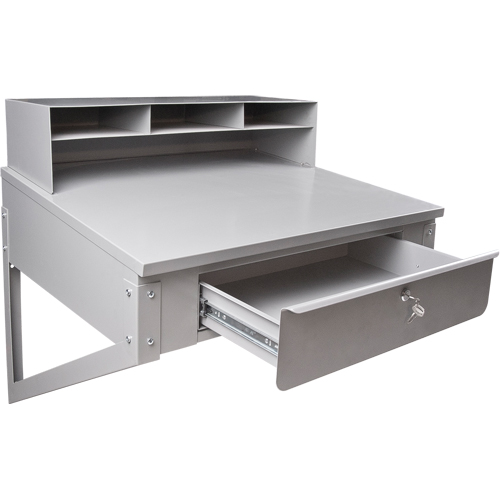 Wall-Mounted Shop Desk, 34-1/2" W x 28" D x 31" H, Grey Nia-Chem Ltd.