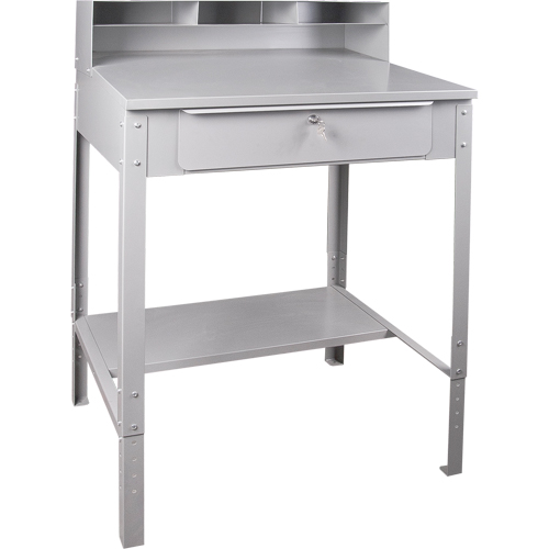Open Floor Style Shop Desk, 34-1/2" W x 30" D x 53" H, Grey Nia-Chem Ltd.