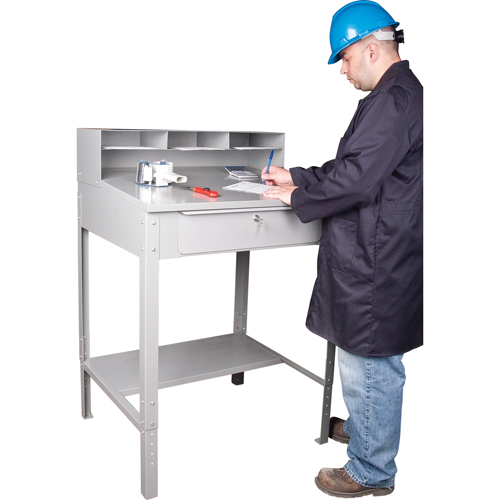 Open Floor Style Shop Desk, 34-1/2" W x 30" D x 53" H, Grey Nia-Chem Ltd.