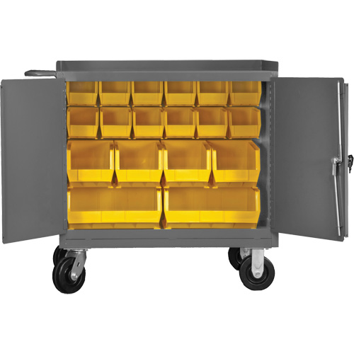 Mobile Workbench Cabinet with Bins, Steel Surface Nia-Chem Ltd.