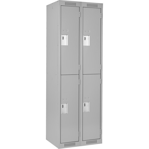 Clean Line Lockers, 2 -tier, Bank of 2, 24" x 18" x 72", Steel, Grey, Rivet (Assembled) Nia-Chem Ltd.