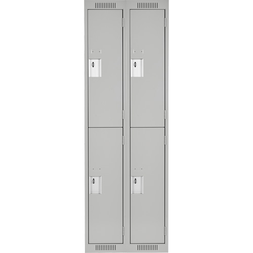 Clean Line Lockers, 2 -tier, Bank of 2, 24" x 18" x 72", Steel, Grey, Rivet (Assembled) Nia-Chem Ltd.