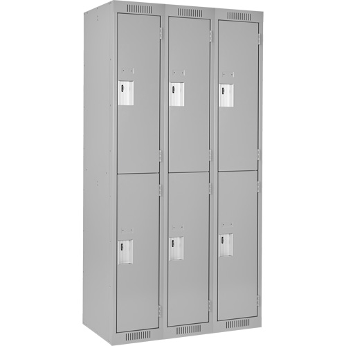 Clean Line Lockers, 2 -tier, Bank of 3, 36" x 18" x 72", Steel, Grey, Rivet (Assembled) Nia-Chem Ltd.