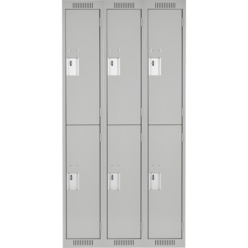 Clean Line Lockers, 2 -tier, Bank of 3, 36" x 18" x 72", Steel, Grey, Rivet (Assembled) Nia-Chem Ltd.