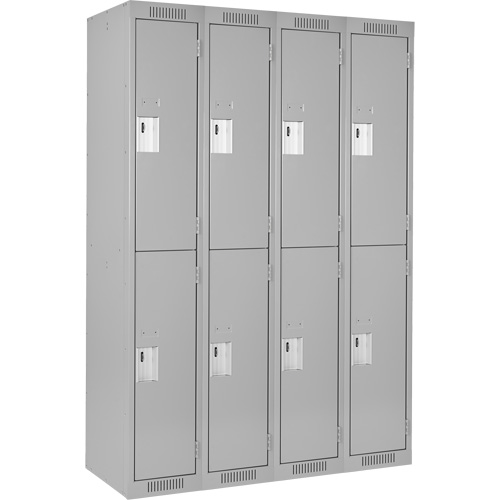 Clean Line Lockers, 2 -tier, Bank of 4, 48" x 18" x 72", Steel, Grey, Rivet (Assembled) Nia-Chem Ltd.