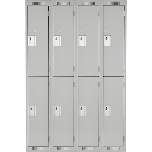 Clean Line Lockers, 2 -tier, Bank of 4, 48" x 18" x 72", Steel, Grey, Rivet (Assembled) Nia-Chem Ltd.