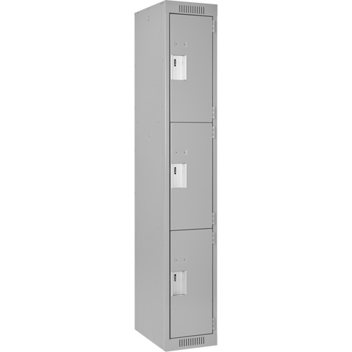Clean Line Lockers, 3 -tier, 12" x 18" x 72", Steel, Grey, Rivet (Assembled) Nia-Chem Ltd.