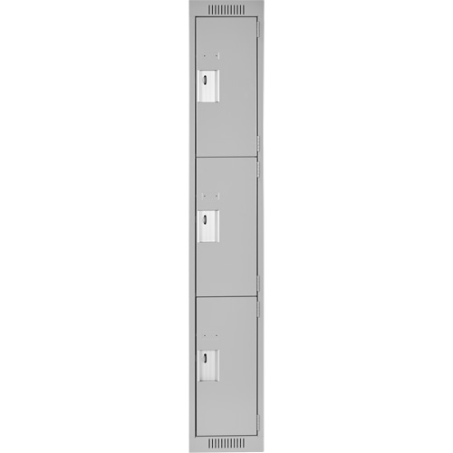 Clean Line Lockers, 3 -tier, 12" x 18" x 72", Steel, Grey, Rivet (Assembled) Nia-Chem Ltd.