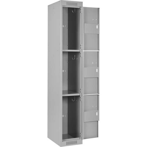 Clean Line Lockers, 3 -tier, Bank of 4, 48" x 18" x 72", Steel, Grey, Rivet (Assembled) Nia-Chem Ltd.