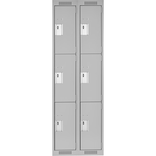 Clean Line Lockers, 3 -tier, Bank of 2, 24" x 18" x 72", Steel, Grey, Rivet (Assembled) Nia-Chem Ltd.