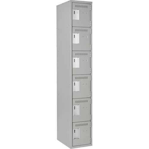 Clean Line Lockerettes, 6 -tier, 12" x 18" x 72", Steel, Grey, Rivet (Assembled) Nia-Chem Ltd.