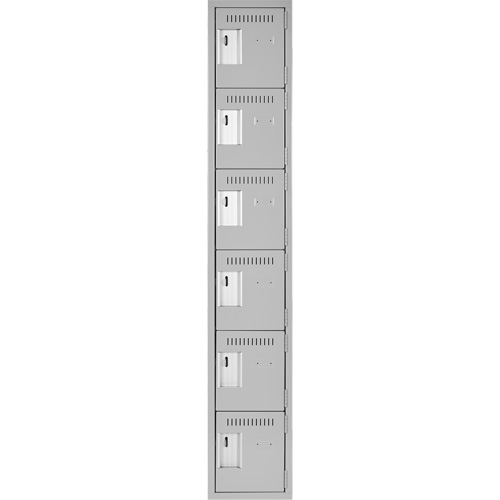 Clean Line Lockerettes, 6 -tier, 12" x 18" x 72", Steel, Grey, Rivet (Assembled) Nia-Chem Ltd.