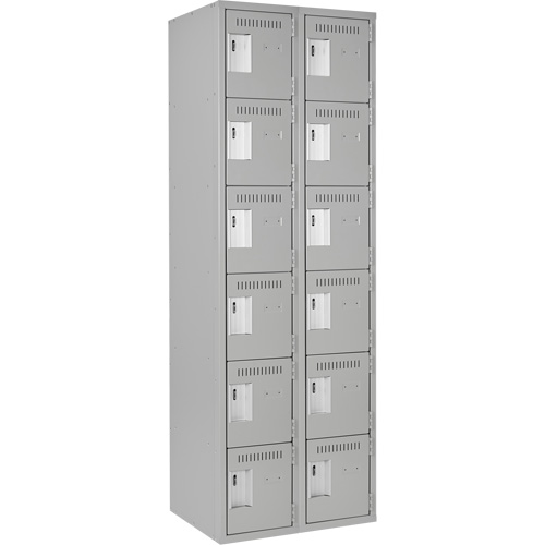 Clean Line Lockerettes, 6 -tier, Bank of 2, 24" x 18" x 72", Steel, Grey, Rivet (Assembled) Nia-Chem Ltd.
