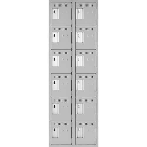 Clean Line Lockerettes, 6 -tier, Bank of 2, 24" x 18" x 72", Steel, Grey, Rivet (Assembled) Nia-Chem Ltd.