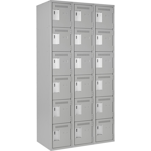 Clean Line Lockerettes, 6 -tier, Bank of 3, 36" x 18" x 72", Steel, Grey, Rivet (Assembled) Nia-Chem Ltd.